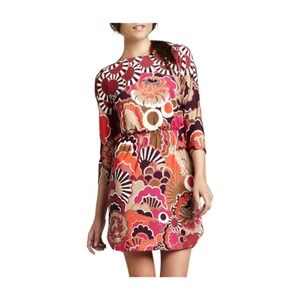 Ali Ro Stretch Jersey 3/4 Sleeve Retro Floral Print Shift Dress‎ Women's 6